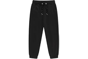 GENERIC Pantalon de survêtement en coton épais et chaud avec poches pour enfants, uni, taille élastique, pantalon de sport avec poches