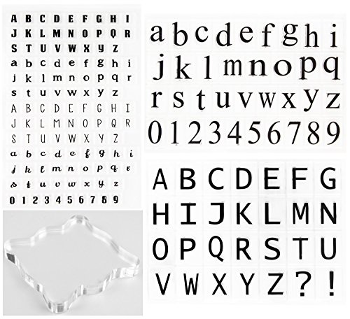 Preisvergleich Produktbild Praktische transparente klare Silikon Stempel Alphabet, Zahlen Symbol Stempel Set mit quadratischen Form Acryl Block Pad für DIY Handwerk