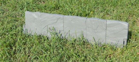 Zaun Mauer Palisade Rasenkante Beeteinfassung Stein 2,28 m x 13 cm grau 1,5 cm stark - 5