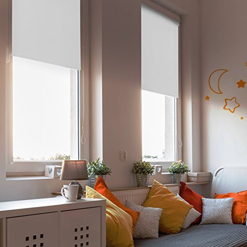 Verdunkelungsrollo mit Hitzeschutz | lichtundurchlässig | Klemmfix ohne Bohren | Fensterrollo in Weiß | Rollo für Fenster in vielen Größen ( 100 cm breit und 150 cm lang ) - 4