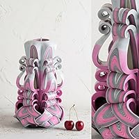 Handarbeit Hochzeit Geschnitzt Kerzen - Groß, Rosa und Grau - EveCandles