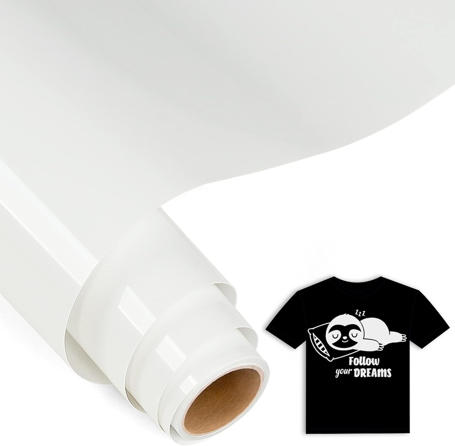 IModeur 5 Ft Rouleau Vinyle Thermocollant blanc - 30,5 x 153 cm flex thermocollant blanc pour Cricut Maker, Silhouette Cameo, vêtements, bonnets, pantalons, autres tissus