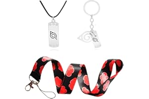 ANSAMY Akatsuki Porte-clé Ninja Corton Tour de Cou Uchiha Itachi Anime Accessoire Cosplay Déguisement Lanière Porte Badge pour Voiture Cartes d’Identité Téléphone Portable Fans