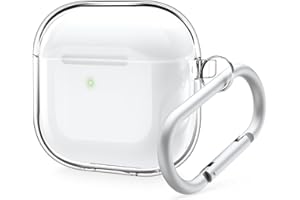 elago Custodia Trasparente Compatibile con la Custodia AirPods di 4 - Moschettone Incluso, Riduzione dell'ingiallimento, Ricarica Wireless, Resistente agli Urti, Protezione Completa (Trasparente)
