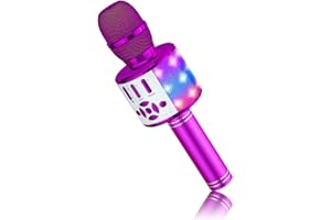 BONAOK Kinder Karaoke Mikrofon,4 in 1 Magic Sing Microphone Spiel, Bluetooth Lautsprecher für Zuhause Party, Kinder Spielzeug von 5-10 Jahre Mädchen Jungen,Kompatibel mit Smartphone PC (Lila)