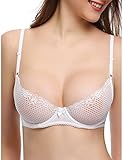 Pflegehinweis: Handwäsche Deyllo Damen Sexy Spitze BH Bügel Transparenten Spitze Mesh BH Spitze Push Up(Weiß,75D)