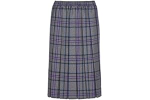 RG Clothing Ladies Tartan Skirt 27 Inch Length Box Pleated Elasticated Waist UK Size 10-26