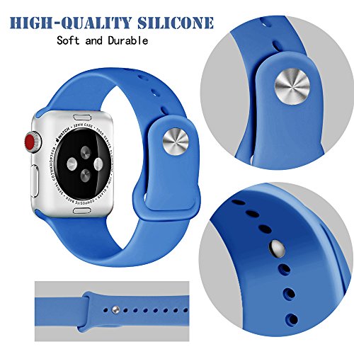 ZRO para Apple Watch Correa  Silicona Suave Reemplazo Sport Banda para 42mm iWatch Serie 3  Serie 2  Serie 1  Talla M L  Azul Real