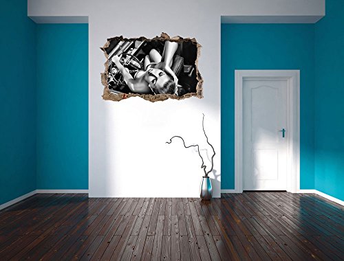 Monocrome, Rockabilly, Retro Style Wanddurchbruch im 3D-Look, Wand- oder Türaufkleber Format: 62x42cm, Wandsticker, Wandtattoo, Wanddekoration - 4