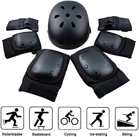 Youth Adult Sports Protective Gear, 7PCS Outdoor Sports Elbow Pad Knee Pad Wrist Guard Helmet Set for Skateboard Skating Mountain Bike BMX Bike Extreme Sports by Earth Safe (S)