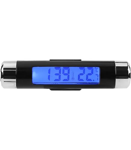 Thermomètre Numérique Voiture 4 En 1 - Horloge Solaire Température Date - Affichage Lumineux Bleu