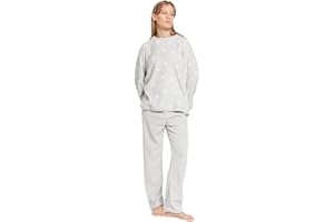TRAMAS+ Pijama Mujer Invierno, Pijama Coral de Mujer, Conjunto de Camiseta de Manga Larga y Pantalón Largo con Cintura Ajustable Calentito, Conjunto para Mujer