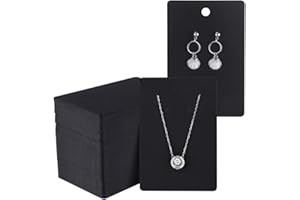 EUJEBEDA 50 Tarjetas Exhibición de Joyería con 50 Bolsas Autoadhesivas,Tarjetas de Exhibición de Pendiente Collar Kraft Exhibición de Pendientes de Papel,Tarjetas para Pendienetes Collar Joya Mostrar