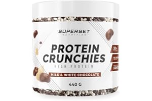 Superset Nutrition | Protein Crunchies (440g) | Desserts protéinés | Billes chocolatées protéinées ultra gourmandes - Chocolat au lait & Chocolat blanc