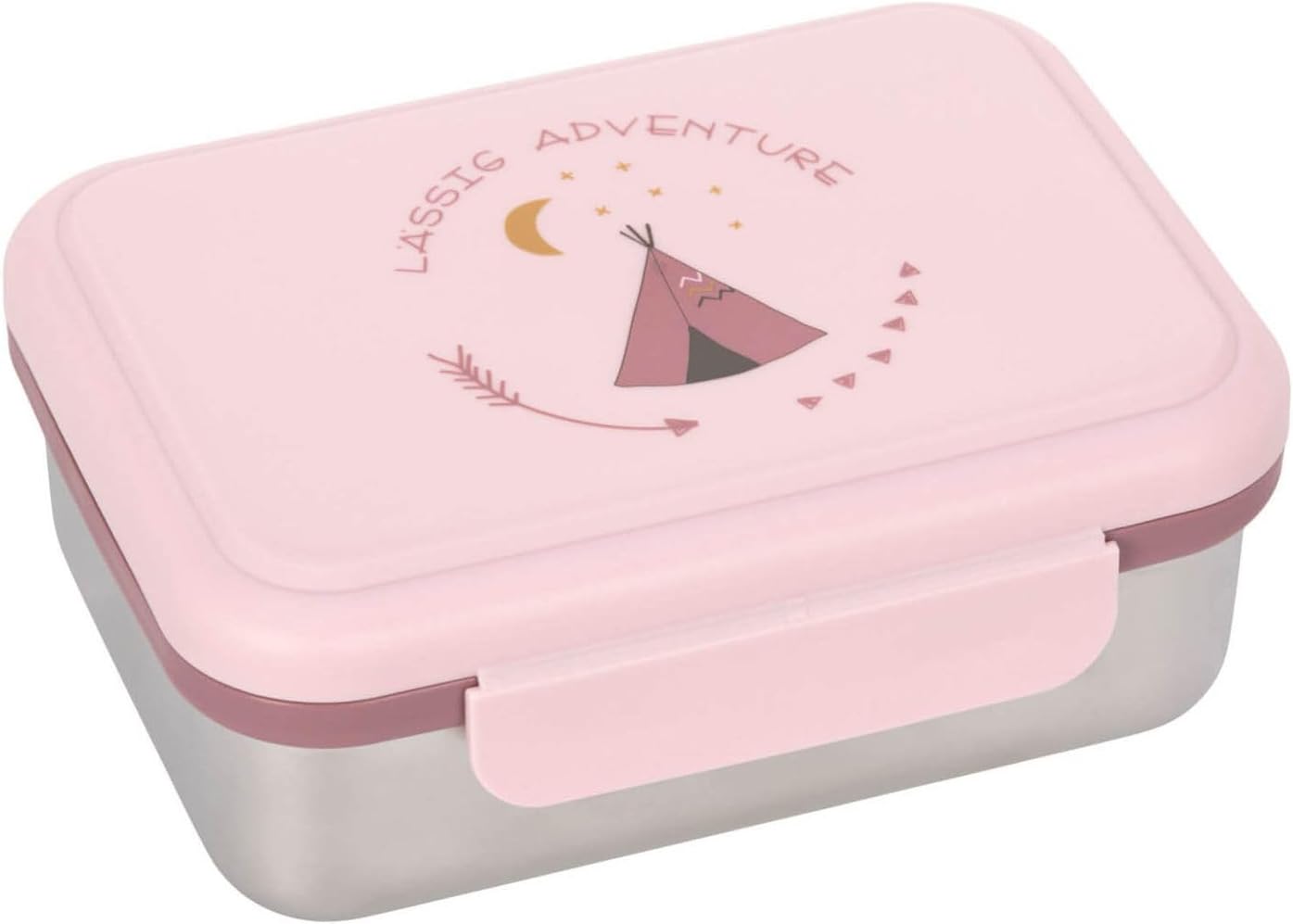 LÄSSIG Boîte à déjeuner pour enfant - En acier inoxydable - Durable - Pour école maternelle/Tipi d'aventure - 1 pièce (1 pièce)