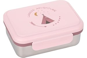 LÄSSIG Fiambrera para niños de acero inoxidable Fiambrera para el desayuno sostenible para el jardín de infancia/Lunchbox Adventure Tipi