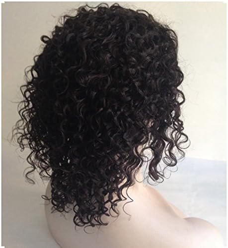 Cupidlovehair Short Loose Kinky Curly Unprocessed Mongolian Virgin Human Hair Full Front Lace Wig 10 Inches (Lace Front Wig)