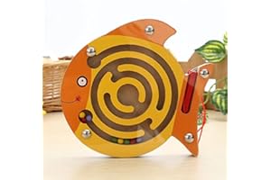 FunnyGoo Mini Pen Driving Wooden Bead Maze Labyrinth for Children 3 Years and Up - Perfect Xmas (Fish)