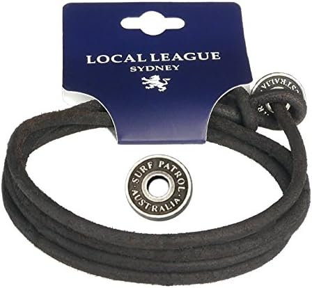 Local League SURF PATROL AUSTRALIA Mens Leather Bracelet - Fully Adjustable - Man Multilayer Wristband Distressed Wrap Cord Rope Surfer Gift Boy - Dark Brown