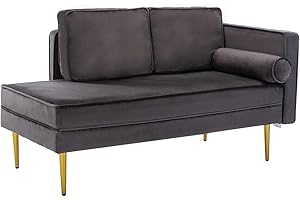 ‎MINGONE Mingone Sofa Samt Moderne Design Schlafsofa Klein 2 Sitzer Sofa Chaiselongue Sessel mit Armlehnen und Kissen Relaxsessel für Wohnzimmer Schlafzimmer，Dunkelgrau