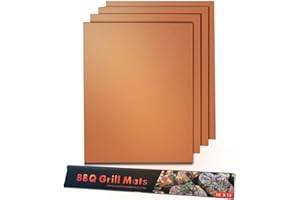 byou Tappetini da BBQ Griglia,BBQ Mat Resistente al Calore Antiaderente Riutilizzabile per Griglia a Carbone Forno Elettrico Forno Forno a Microonde Ottimo Tappeto Strumento Cucina 4pcaks Rame