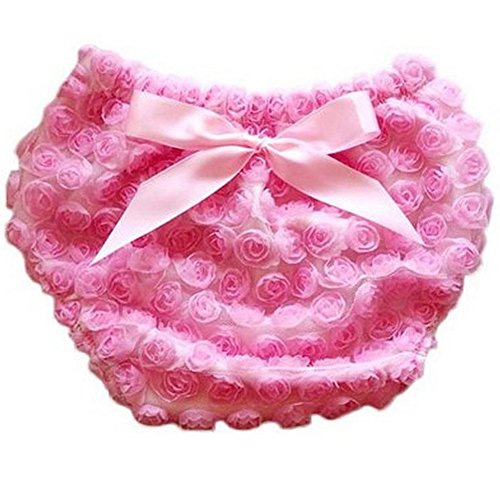 Highdas Baby Girl's Roses Briefs Shorts Rose Flower Ruffle Bloomer Diaper Cover Diaper Pants Pink S