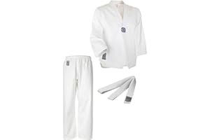 Ju-Sports Taekwondo Anzug Bonsai Weiß - Dobok speziell für Kinder & Einsteiger inkl. weißem Gürtel, Leichter Stoff für herrlich angenehmes Tragegefühl