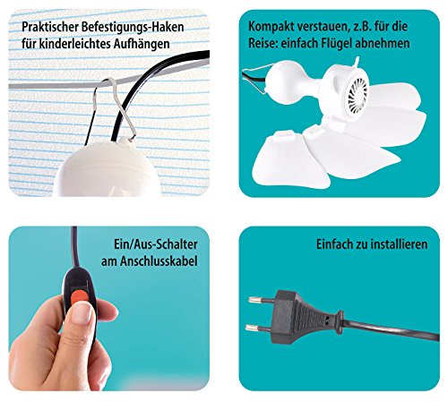 Sichler Haushaltsgeräte Mobiler Decken-Ventilator VT-141.D mit Aufhänger, 41 cm, 9 W - 3