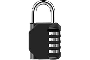 GOVVAY Serrure à code numérique à 4 chiffres, 1 cadenas à combinaison pour école, salle de gym, armoires, porte de cave et clôtures de jardin (noir)