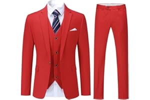 YOUTHUP Abito da Uomo 3 Pezzi Suit Slim Fit Business Wedding Abiti per Uomo Giacca e Gilet e Pantaloni