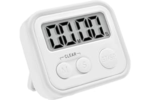 Temporizador con Alarma Digital con Cronómetro Grande, Pitasha Alarma Cocina Magnética con Poderosa Alarma y Cuenta Regresiva para Cocinar, Estudio, Ejercicio, Blanco