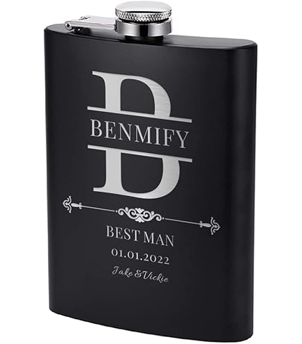 Set da 7 pezzi. Set regalo fiaschetta in acciaio inox con incisione personalizzata – bottiglia da grappa 210 ml con imbuto e 4 bicchieri – motivo nave dei pirati