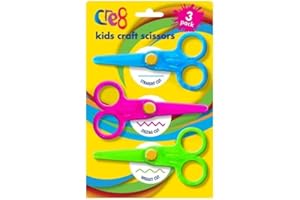 BG Kids Child-Safe Craft Scissors Wiggly Straight Zigzag Blades - Pack of 3