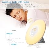 Sunvito 4 in 1 Wake Up Light, Sonnenaufgang Wecker 7 Farben Nacht Licht mit Natur Sounds, Snooze Funktion, FM Radio, Touch Control und USB Ladegerät - 7