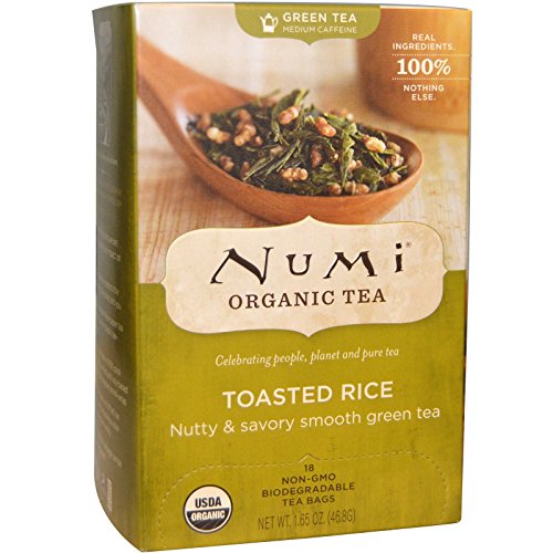 NUMI - Organic Tea Toasted Rice - Nutty and Savory Smooth Green Tea - Fairtrade - Compostable Tea Bags - Non GMO - 16 filters