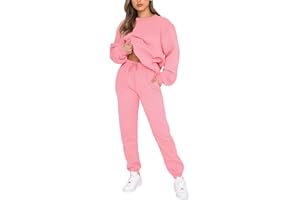 amropi Chándal de Mujer Sudadera Pullover de Lana y Pantalones Conjunto de Ropa