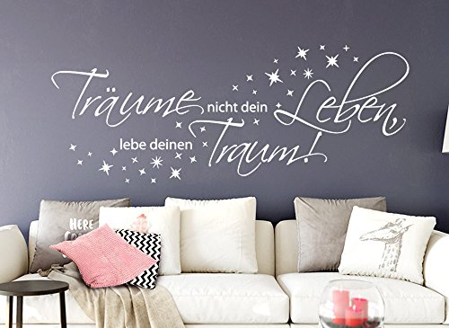 Grandora W3048 Wandtattoo Zitat Träume nicht dein Leben, lebe deine Traum weiß 120 x 46 cm - 4