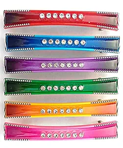 colour printed colour hair clip back pin for girls women pack of 6