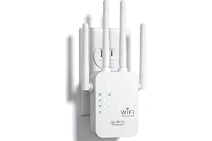 Répéteur WiFi 1200Mbps, Puissant WiFi Booster Double Bande 5GHz & 2.4GHz Amplificateur WiFi Puissant avec Gigabit Ethernet Port, 4 Antennes WiFi Extender Compatible avec Toutes Les Box Internet