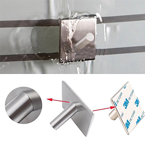 Japace® Selbstklebend Kleiderhaken aus Gebürstetem Edelstahl , Handtuchhaken Huthaken Wandhaken Mantelhaken Garderobenhaken für Küche Badezimmer - 4