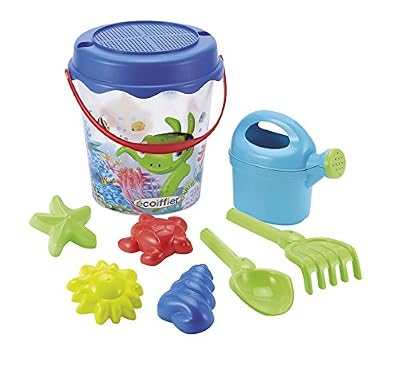 Jouets Ecoiffier- Seau Garni Décor Lagon Transparent 21 cm, 804