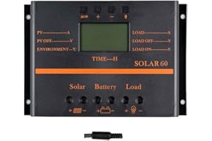 OOYCYOO Regolatore di carica solare 60A mppt 60A 12V/24V Rilevamento automatico della tensione del pannello solare con display LCD USB