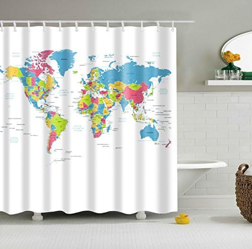 Colorfulworld® Digital Printed Antibacterial Screen Mildew Proof 100% Polyester Water Resistant Fabric Shower Curtain Anti Mould Washable 150 x 180 cm
