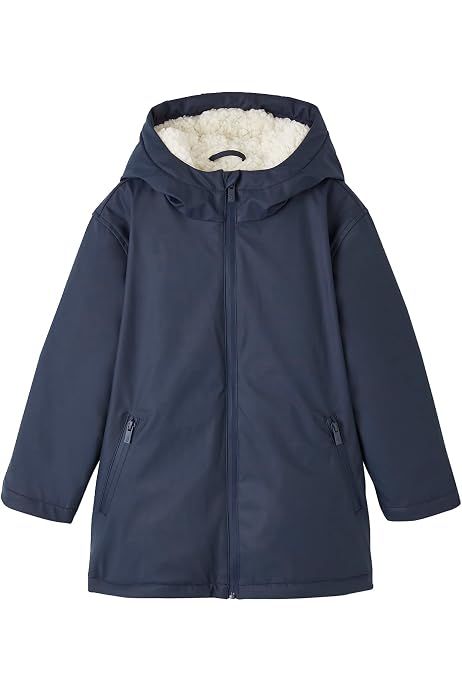 Trench Fille Vertbaudet Avec Capuche Amovible - Toile Déperlante - Marine - Taille 12 Ans