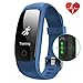 Produktbild bonebit V2 GPS Fitnesstracker Armbanduhr mit Herzfrequenz Monitor [mehrere Sport Modi] Smart Armband Activity Tracker, Gesundheit Armband/Smartwatch/Sport Schrittzähler/Kalorienzähler/Stoppuhr/Sleep Tracker/Music Control/Nachricht Alarm Wetter Alert OLED-Bildschirm Wasserdicht Armbanduhr für Android, iPhone IOS Smartphones, 107 Plus Hr, blau