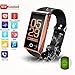 Produktbild Fitness Tracker 2018 neuesten Design Colorful Display Smart Watch mit Blut Druck Herzfrequenz Monitore Bluetooth Schrittzähler Schlaf Monitor Activity Tracker Sport Kalorien Call SMS SNS erinnern für iOS Android-Telefone Erwachsene Kinder, Rotgoldfarben