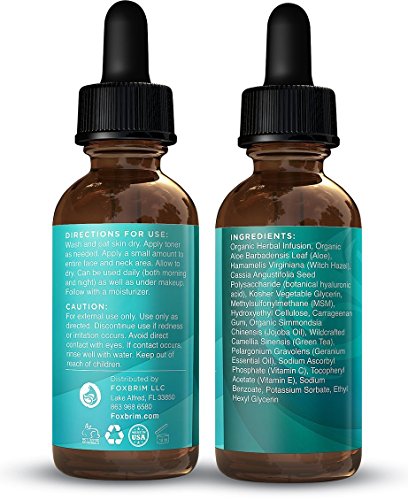 Ganzheitliches Hyaluronsäure-Serum 30 ml, Bei Falten und Alterserscheinungen der Haut, 100% natürliche Inhaltsstoffe, Mit Vitamin C, Jojoba-Öl & grünem Tee, Von Foxbrim - 3