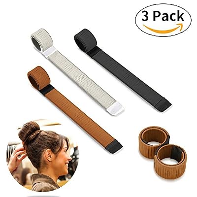 Bestidy 3PCS Perruque de cheveux Bun Disk Maker Donut Hair Piece Bob Maker Outil cheveux Light Golden Black
