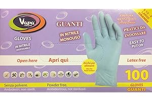 VAPA Guanti Monouso in Nitrile senza Polvere, Blu, Scatola da 100 pz (1, L)