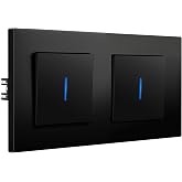 BSEED Double Wall Switch with Claws, Light Switch with LED Indicator, Rocker with Matte PC Frame, Easy to Install, 1 Gang 1 G